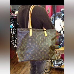 Louis Vuitton Monogram Cabas Mezzo Zip Tote Shoulder Bag MM-Authentic.